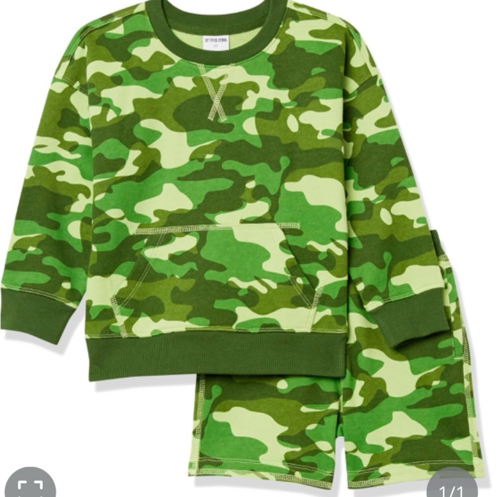 Amazon Essentials Toddlers' 4T French Terry Cozy Long-Sleeve Top And Short Set